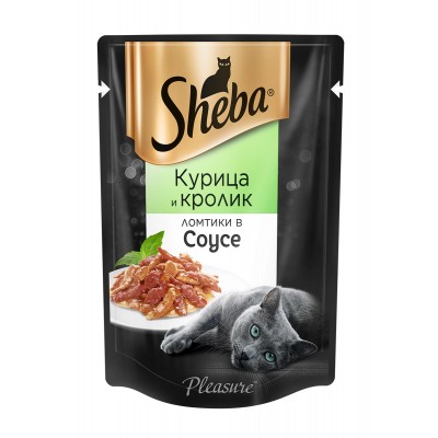 Консервы для кошек паучи Sheba Pleasure ломтики в соусе, курица и кролик 85 г