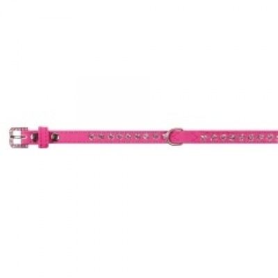 Ошейник розовый, бархатный со стразами для собак, XS, 1 х 18-23 см Dezzie Dogs collar 50 г