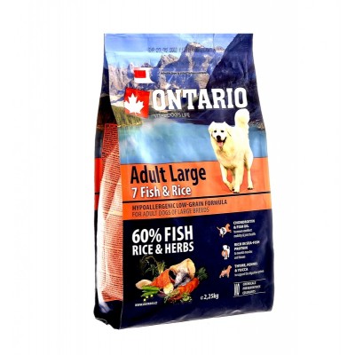 Корм для собак крупных пород с 7 видами рыбы и рисом Ontario Adult Large 7 Fish&Rice 12 кг