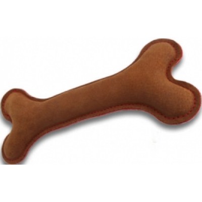 Игрушка для собак, натуральная кожа коричневая, этикетка флажок GoSi Кость коричневая