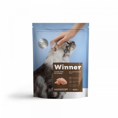 Полнорационный сухой корм для стерилизованных кошек из курицы Winner Adult Cat Chicken 2кг