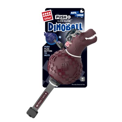 Игрушка для собак GiGwi Динобол Т-рекс с отключаемой пищалкой 15 см