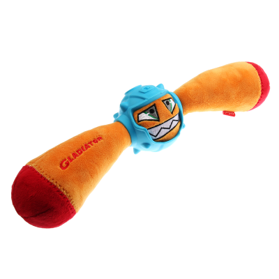Игрушка для собак - палка с пищалкой, оранжевая GiGwi Гладиатор в резиновом шлеме 41 см