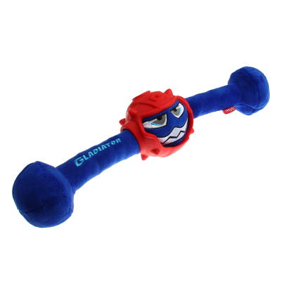 Игрушка для собак - гантеля с пищалкой, синяя GiGwi Гладиатор в резиновом шлеме 41 см