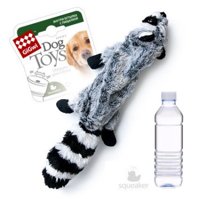 Игрушка для собак GiGwi Енот с бутылкой пищалкой 52 см