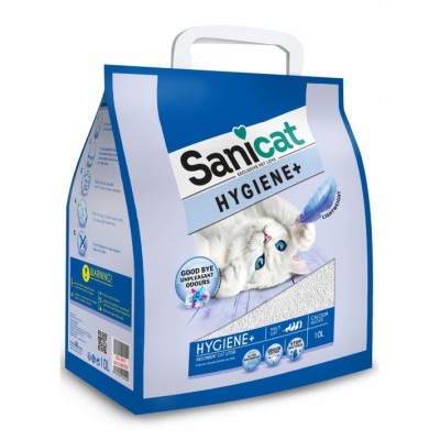 Белоснежный облегченный впитывающий наполнитель Sani Cat Hygiene Plus White 10 л