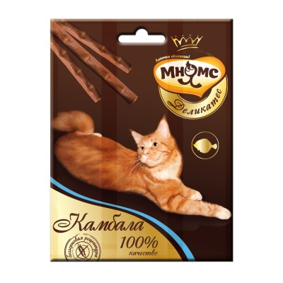 Лакомые палочки 9 см для кошек с камбалой Мнямс Деликатес 3 * 4 г
