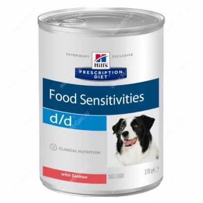 Диета консервы для собак с лососем для лечения пищевых аллергий Hills Prescription Diet Food Sensitivities d/d 370 г