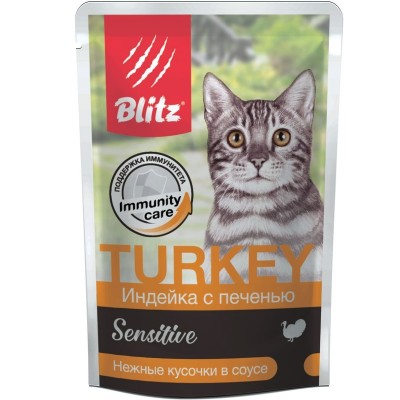 Пауч для кошек с индейкой и печенью Blitz Cat Turkey 85 г