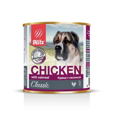Консервы для собак с курицей и овсянкой Blitz Dog Chicken 750 г