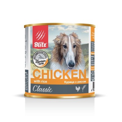 Консервы для собак с курицей и рисом Blitz Dog Chicken 750 г