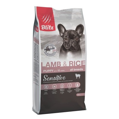 Корм для щенков с ягненком и рисом Blitz Puppi Lamb & Rice 15 кг