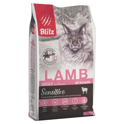 Корм для кошек с ягнёнком Blitz Adult Cats Lamb 2 кг