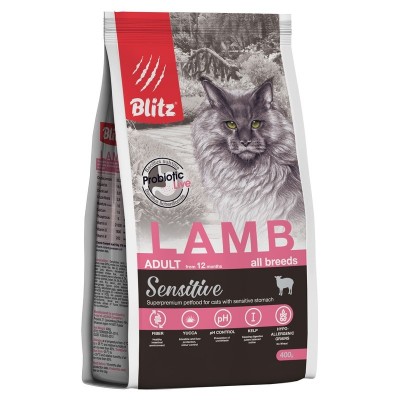 Корм для кошек с ягнёнком Blitz Adult Cats Lamb 0,4 кг