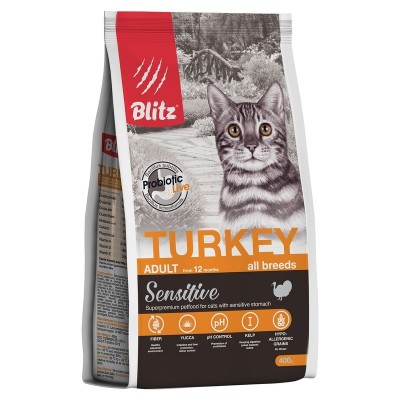 Корм для кошек с индейкой Blitz Adult Cats Turkey 0,4 кг