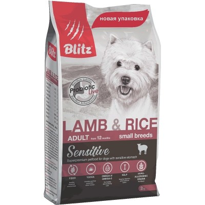 Корм для собак мелких пород с ягненком и рисом Blitz Adult Small Breeds Lamb & Rice 500 г