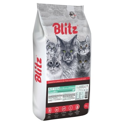 Корм для котят с индейкой Blitz Kitten 10 кг