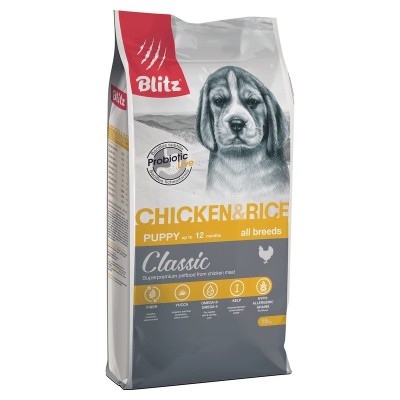 Корм для щенков с курицей и рисом Blitz Puppi Chiken & Rice 15 кг