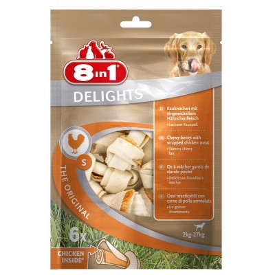 Косточки в пакете, с куриным мясом, для мелких и средних собак 8in1 Delights Bone S (11см), 35 г/шт 6 шт
