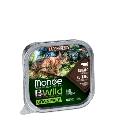 Консервы беззерновые из буйвола с овощами для кошек крупных пород Monge Adult Cat Buffalo & Vegetables 100 г