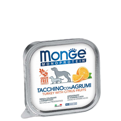 Консервы для собак паштет из индейки с цитрусовыми Monge Turkey & Citrus 150 г