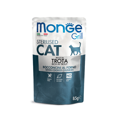 Паучи для стерилизованных кошек итальянская форель Monge Adult Cat Sterilization Trout 85 г