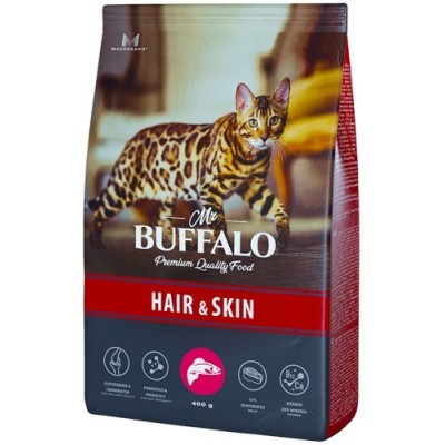 Корм для кошек для кожи и шерсти с лососем Mr.Buffalo HAIR & SKIN 400 г