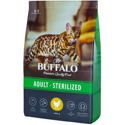 Корм для стеризованных кошек с курицей Mr.Buffalo ADULT STERILIZED 400 г