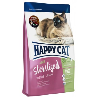 Сухой корм с ягненком для стерилизованных кошек Happy Cat Sterilised Weide Lamm 10 кг