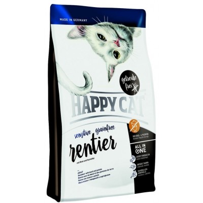 Сухой беззерновой корм с олениной для взрослых кошек Happy Cat Sensitive Grainfree Venison 1,4 кг