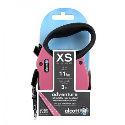 Рулетка антискользящая ручка, розовый Alcott Adventure XS, 3 м, 11 кг