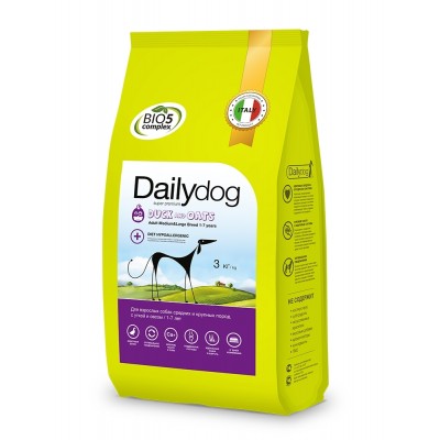 Корм для взрослых собак средних и крупных пород с уткой и овсом Dailydog ADULT MEDIUM&LARGE BREED Duck and Oats 20 кг