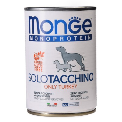 Консервы для собак паштет из индейки Monge Dog Monoprotein Turkey 400 г