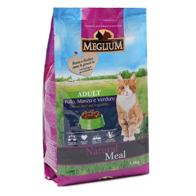 Корм для кошек, говядина, курица, овощи Meglium Adult Cat Beef & Chicken 1,5 кг
