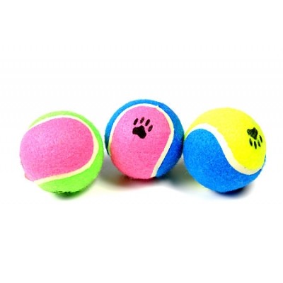 Игрушка для собак разноцветная Beeztees Мячик теннисный с отпечатками лап 6,5 см