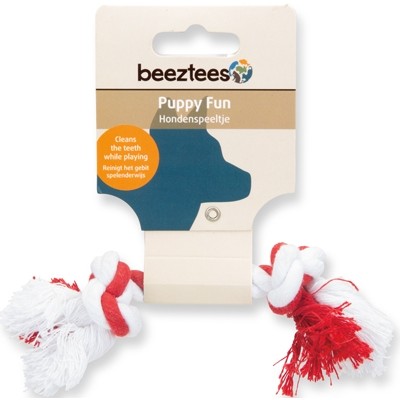 Игрушка для собак красно-белая, бело-голубой Beeztees Канат с 2-мя узлами 25 г * 15 см