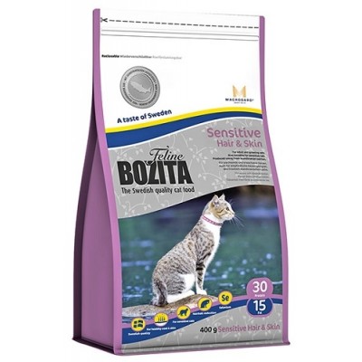 Сухой корм для кошек с чувствительной кожей и шерстью с лососем Bozita Sensitive Hair & Skin 400 г