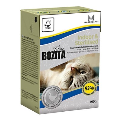 Консервы для домашних и стерилизованных кошек кусочки в желе с курицей Bozita Indoor & Sterilised 190 г