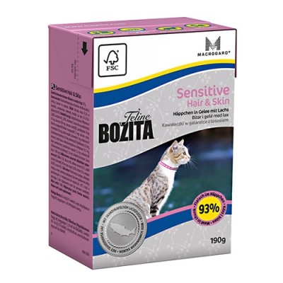 Консервы для кошек с чувствительной кожей и шерстью кусочки в желе с лососем Bozita Sensitive Hair & Skin 190 г