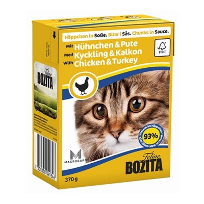 Консервы для кошек кусочки в соусе с курицей и индейкой Bozita Cat Chicken & Turkey 370 г
