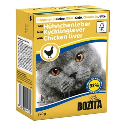 Консервы для кошек кусочки в желе с куриной печенью Bozita Cat Chicken liver 370 г