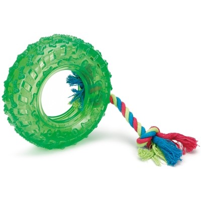 Игрушка для собак зеленая, TPR Beeztees Покрышка на веревке 15 см