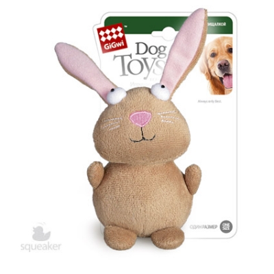 Игрушка для собак GiGwi Кролик с пищалкой 16 см