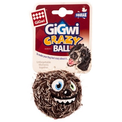 Игрушка для собак GiGwi Grazy Ball Мяч с пищалкой коричневый 7 см