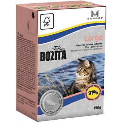 Консервы для кошек крупных пород кусочки в желе с лососем Bozita Large 190 г