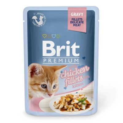 Паучи для котят кусочки в соусе из куриного филе Brit Premium Gravy Chiсken fillets Kitten 85 г