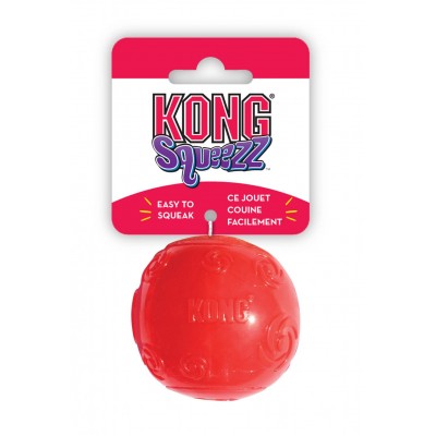 Игрушка для собак мячик средний резиновый с пищалкой, цвета Kong Squeezz 6 см