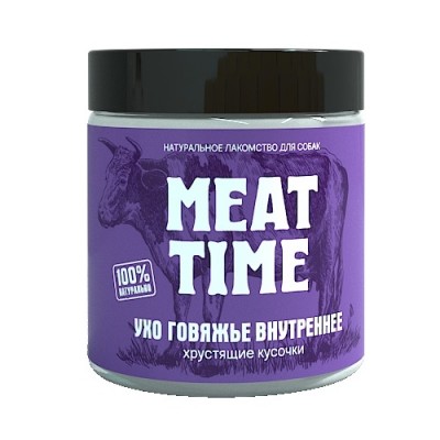 Лакомство для собак "Ухо Говяжье Внутреннее" Meat Time Delicate Crunches 60 г