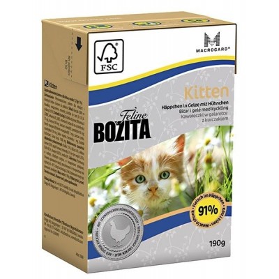 Консервы для котят и беременных кошек кусочки в желе с курицей Bozita Kitten Chicken 190 г