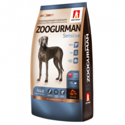 Корм для собак средних и крупных пород ягнёнком Зоогурман Sensitive 12 кг